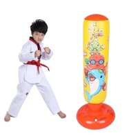 Children'S Inflatable Vertical Boxing Column - Cartoon Underwater Animal Pattern - 1.25M Height - Blue thumbnail