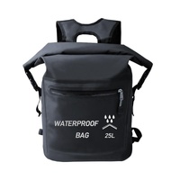 25L Waterproof Beach Bag For Swimming And Upstream Activities Black thumbnail