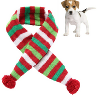 Dog Scarf Christmas Pet Accessories Winter Warmth Pet Scarf - Size Xs Red And Green Stripes thumbnail