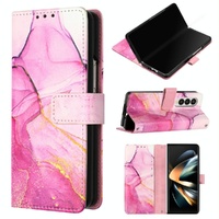 Marble Leather Flip Case for Samsung Galaxy z Fold 4 - Pink Purple Gold Ls001 thumbnail