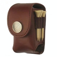Leather Golf Ball Waist Pouch - Portable Tee Bag for Sports - Brown thumbnail