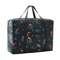 Waterproof Foldable Travel Bag - Compact & Durable - Navy Blue Flamingo thumbnail