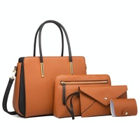 Large Capacity 4-in-1 Messenger Handbag with Fashionable Colour Block Design - Black thumbnail