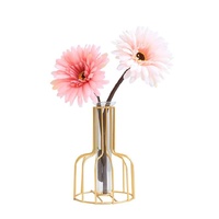 Black Wrought Iron Hydroponic Glass Flower Decoration - no Fake Flowers - Black thumbnail