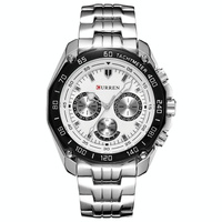 Waterproof Quartz Watch for Men - Casual Business Style - White Shell Black thumbnail