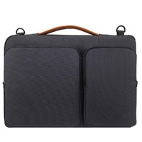 Waterproof Nylon Laptop Handbag with Trolley Strap - Fits 15-15.6 Laptops - Black thumbnail