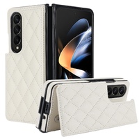 Foldable Full Coverage Double Buckle Pu Phone Case for Samsung Galaxy z Fold 4 - Brown thumbnail