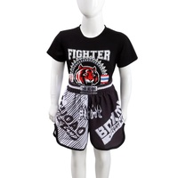 Kids Boxing Set - Sparring Shorts And Tights - Bright Green - Hit Red - L thumbnail