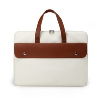 Stylish Pu Leather Laptop Bag - Briefcase Cover - Beige - 15.6 Inch thumbnail