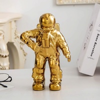 Salute Astronaut Ceramic Vase - Tabletop Decor with Dried Flowers - Gold thumbnail