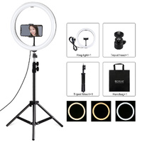 11.8 Led Ring Light with Tripod and Phone Clamp - 3 Modes Dual Colour Temperature Dimmable - Perfect for Vlogging and Live Streaming thumbnail
