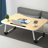 Adjustable Folding Laptop Desk with Non-slip Legs and Card Slot - Black thumbnail