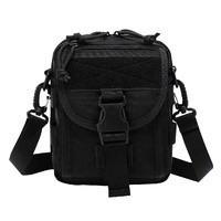 Army Style Oxford Cloth Crossbody Bag 17 X 15 X 8 Cm Shoulder Sling Hand Messenger Bag - Black thumbnail