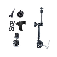Adjustable Magic Arm With Phone Clamp & Large Claws - 11 Inch Black thumbnail
