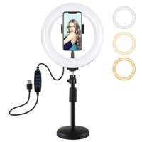 7.9 Led Ring Light with Usb 3 Modes Dual Colour Phone Clamp thumbnail