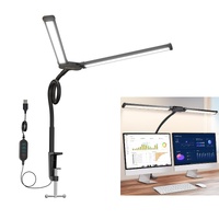 Double Head Clip Desk Lamp with Gooseneck Tube Led in Black thumbnail