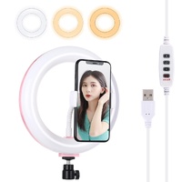 20cm Usb Dual Colour Led Ring Light with Phone Clamp - Black thumbnail