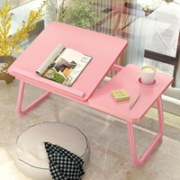 Adjustable Folding Laptop Desk with Cup Holder - Four-speed Lifting Table for Dorms - Sky Blue thumbnail