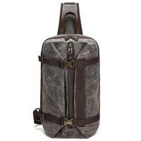 Retro Waxed Canvas Chest Bag Large Capacity Shoulder Crossbody Bag For Men - Blue thumbnail