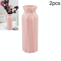 2-pack Plastic Round Vases - Simple Anti-fall Home Decor Ornaments - Pink thumbnail