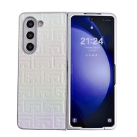 Geometric Gradient Leather Phone Case for Samsung Galaxy z Fold 4 5g - Pearlescent Finish - Silver thumbnail