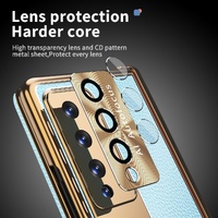 Shockproof Magnetic Litchi Pattern Phone Case for Samsung Galaxy z Fold 4 - Silver Gold thumbnail