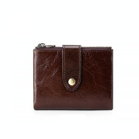 Leather Rfid Wallet with Dual Zippers - Coffee thumbnail