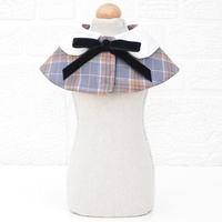 Dog Shawl Small Cloak Pet Bow Ttie Saliva Towel Pet Accessories - Size L - Gray Yellow Grid thumbnail