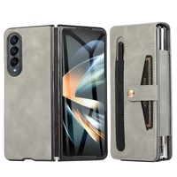 Shockproof Foldable Leather Case with Stylus for Samsung Galaxy z Fold 4 / 5g - Grey thumbnail