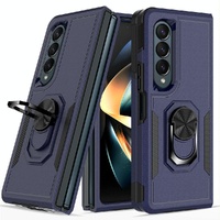 Galaxy z Fold 4 Tpu Shockproof Case with Ring - 2 in 1 Design - Dark Blue thumbnail
