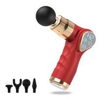 Compact Lcd Muscle Massager With Mini Fascia Gun - Red thumbnail