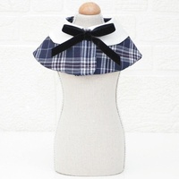 Dog Shawl Small Cloak Pet Bow Ttie Saliva Towel Pet Accessories - Size S - Navy Blue Grid thumbnail