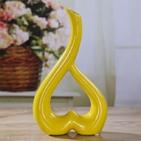 Creative Heart-shaped Ceramic Flower Vase for Home Office or Wedding Decor - Yellow thumbnail