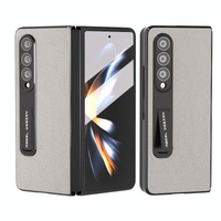 Leather Phone Case with Holder for Samsung Galaxy z Fold 4 / 5g - Wave Design - Blue thumbnail