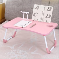 Portable Folding Desk with Fan & Lamp - Compact Design - Walnut thumbnail
