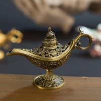 Metal Aladdin Magic Lamp Aromatherapy Home Decor Gift - Red Copper thumbnail