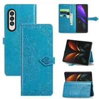 Embossed Mandala Leather Phone Case for Samsung Galaxy z Fold 4 - Gray thumbnail