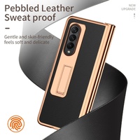 Premium Litchi Leather Hinged Phone Case for Samsung Galaxy z Fold 4 - with Pen - Black thumbnail