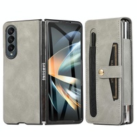 Leather Folding Phone Case for Samsung Galaxy z Fold 4 - Blue thumbnail