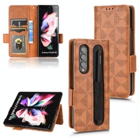 Symmetrical Leather Triangle Phone Case for Samsung Galaxy z Fold 4 - Brown thumbnail