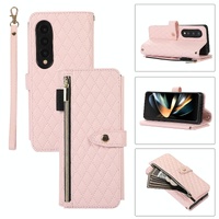 Foldable Diamond Lattice Phone Case for Samsung Galaxy z Fold 4 - Pink thumbnail