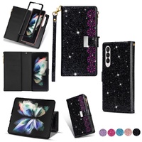 Sparkling Leather Zip Case for Samsung Galaxy z Fold 4 - Zipper Closure - Purple thumbnail