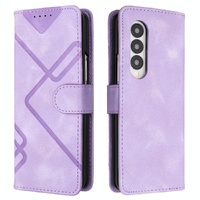 Smooth Leather Phone Case for Samsung Galaxy z Fold 4 - Line Pattern - Black thumbnail