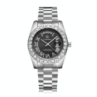 Men Quartz Watch with Diamond-encrusted Roman Numeral Dial - Silver Shell Red Dial thumbnail