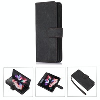 Samsung Galaxy z Fold 4 Leather Phone Case with Pen Slot - Horizontal Flip - Red thumbnail