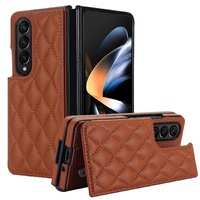 Foldable Full Coverage Double Buckle Pu Phone Case for Samsung Galaxy z Fold 4 - Red thumbnail