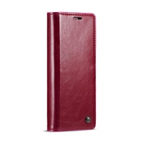 Premium Crazy Horse Leather Phone Case for Samsung Galaxy z Fold 4 - Red thumbnail