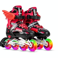 Adjustable Kids Roller Skates Set - Single Flash Wheels - Size s - Pink thumbnail