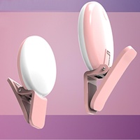 Portable Mini Beauty Light for Smartphones - 3 Brightness Levels 9 Led Warm / White - Iphone Galaxy Huawei Xiaomi Lg Htc - Pink thumbnail