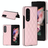 Foldable Microfiber Phone Case for Samsung Galaxy z Fold 4 - Rhombic Design - Brown thumbnail